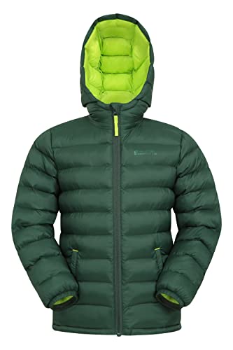 Mountain Warehouse Seasons Manteau Imperméable pour Fille Et Garçon - Doudoune Rembourrée Et Légère À Capuche pour Enfant, Veste d'hiver Matelassée pour Garçon Et Fille Kaki 11-12 Ans