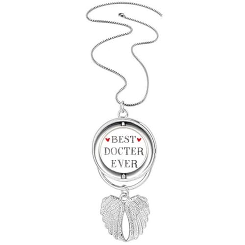 Collier docteur ailes d'ange gravé avec pendentif en argent pour un médecin