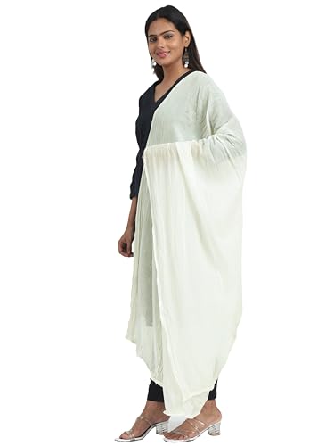 Image of Miraan Solid Pure Cotton Dupatta with Pom Pom Border, 2.25 meters length (DUPCOTTON)