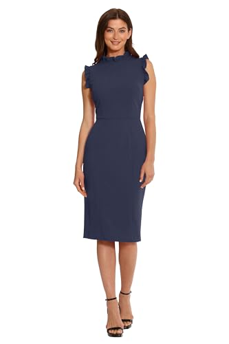Image of Maggy London Womens Ruffle Neck and Armhole Sheath Dress
