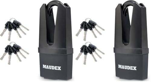 Image of Maudex MDL60 High Security Padlock for Outdoor Use - [10 Keys] - [Anti Drill, Anti Pick Cylinder] - Ideal Lock for Storage Unit, Shed, Gate, Container with 0.59 inch Shackle Clearance (Pack of 2)