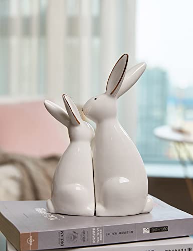 HAUCOZE Rabbit Arts Figurine Modern Decor Sculpture Bunny Gifts Home Statue Table Centerpiece Crafts Polyresin Ornament 19cm - Image 4