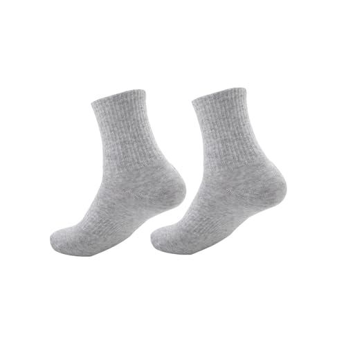 Men's Crew Socks Ribbed Mid Calf Sports Running Socks Casual Everyday Wear Soft Stretch Long Socks 3 Pairs (Grey F)2