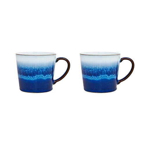 Denby - Blue Haze Large Coffee Mug Set of 2 - 400ml Stoneware Tea Mug Set - Dishwasher Safe, Microwave Safe