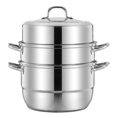 Hengqiyuan Vaporera Vaporera 3 Capas Acero Inoxidable Antioxidante Gran Capacidad para La Cocina Casa Cocina Inducción con Asa Enfriamiento 28Cm 14Cm Profundidad (28cm/11 Inches)