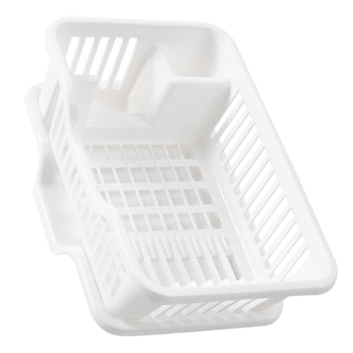 Escurreplatos de acero inoxidable con sistema de drenaje. Solución multifuncional de almacenamiento de cocina para platos, cubiertos y tazas. Ahorro de espacio.