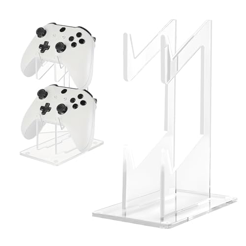 Support Manette à Double, Acrylique Support Casque Gamer Bureau Universel Repose Manette de Jeu Transparent Porte Manette avec 2 Couches pour Gamepad Casque...