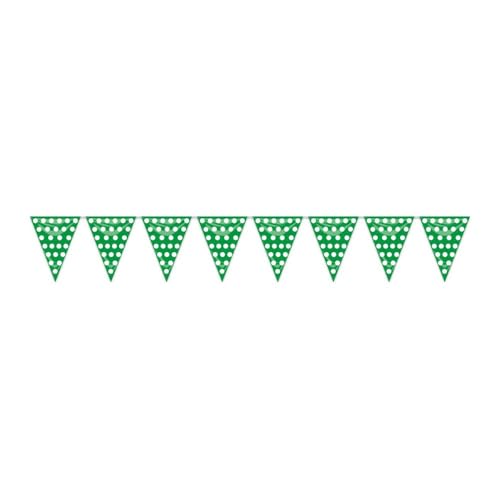 Invercas Banderines Triangulares Verdes Con Lunar Blanco - Guirnaldas y Farolillos