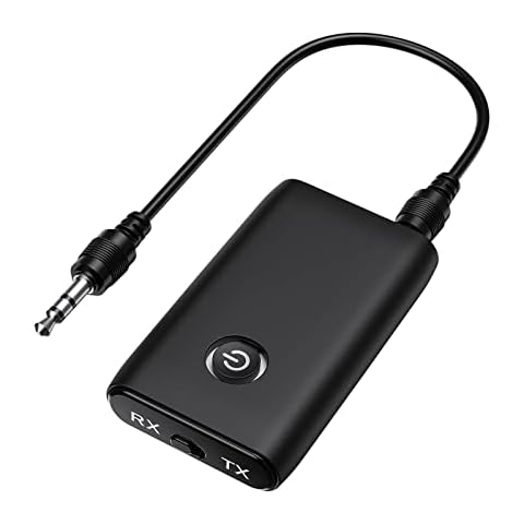 Bluetooth 5.0 Transmitter Receiver, Brifit 2-in-1 3.5mm Wireless Bluetooth Audio Adapter with Low Latency, Noise Reduction, Plug and Play Audio Receiver for TV PC Headphones Speakers Stereo Systems Cover