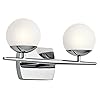 KICHLER Jasper 16.5 inches 2 Light Halogen Vanity Light with Satin Etched Cased Opal Glass Chrome