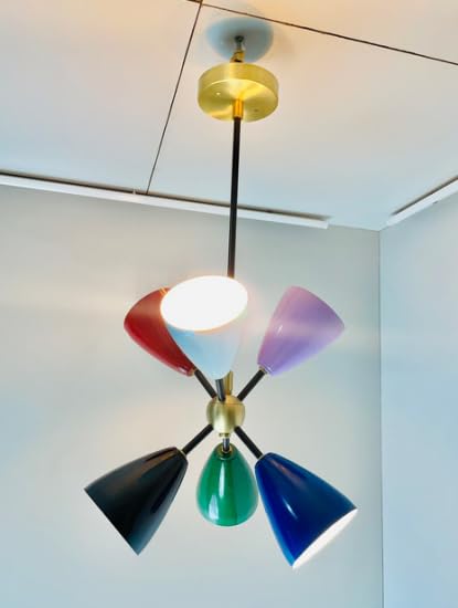 Nautical Replica Hub Mid Century Style 6 Lights Shade Sputnik Chandelier Light Handmade Statement Ceiling Light Fixtures Multicolor