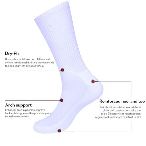 Image of Cotton Crew Socks for Womens Lightweight Casual Wear Business Socks Multi Color Options Size 6-9
