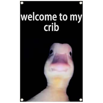 2x3 Ft Welcome to My Crib Flag Funny Flags Double Printed Funny Poster Wall Flag with 4 Brass Grommets for Dormitory Room Home College Durable Man Cave Decor Tapestry for Bedroom Dorm