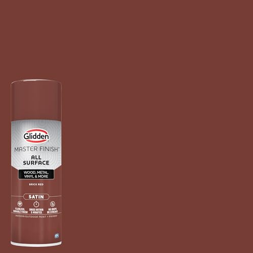 Image of Glidden Master Finish 12 oz. Satin Brick Red Interior /Exterior All Surface Spray Paint and Primer (Pack of 2)