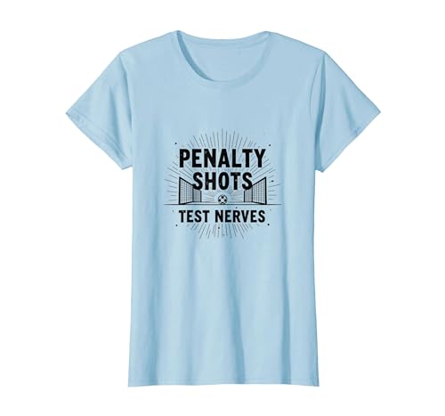 Penalty Shots Soccer T-Shirt Women Large Baby Blue
