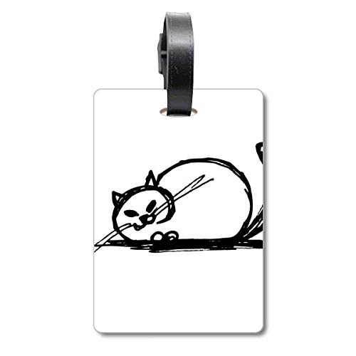 Étiquette bagage valise voyage Crazy Line Curly Heavy Cat avec porte-adresse
