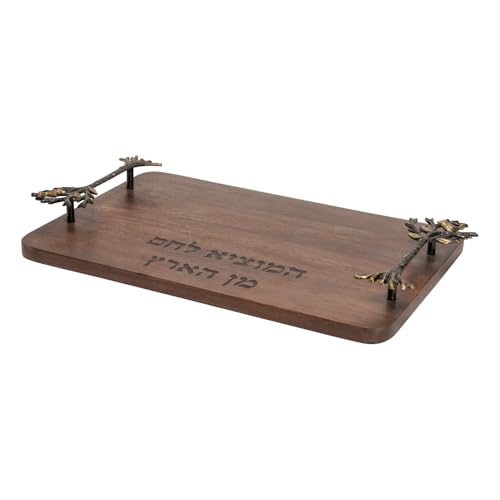 Tabla rectangular de madera con asas esculpidas miniatura 2