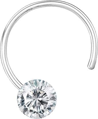 92.5-925 Sterling Silver Round-Shape White Cubic-Zirconia Prong-Setting Nose Pin Stud for Women Girls 3mm-image-11