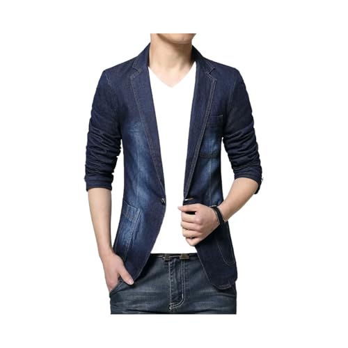 Men Denim Blazer Fashion Cotton Vintage Suit Jacket Male Blue Coat Jeans Blazers