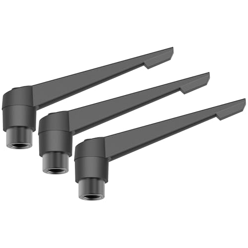 Image of 3PCS Adjustable Clamping Lever Handles, M10 Female Thread Knobs Rotating Screw Locking Quick Release Ratchet Push Button Handle, Black