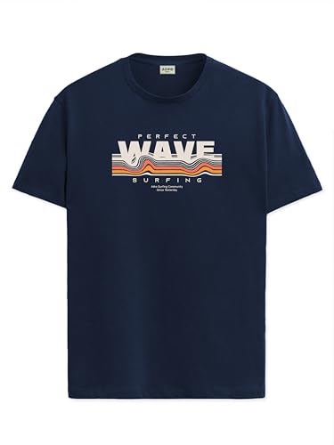Image of ADRO Mens Printed T Shirt | The Super Soft Tshirt in India| Pure Cotton Lycra Breathable Fabric| 4 Way Stretch smart tech Fabric| Round Neck T-Shirt (Also in Plus Size) RN25-ST-WAVE-NB