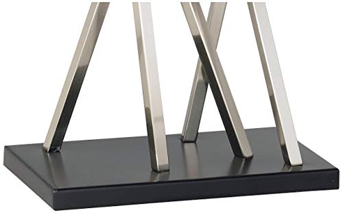 Lámpara de Mesa Moderna 30" Metal Níquel Cepillado con Pantalla Blanca miniatura 5