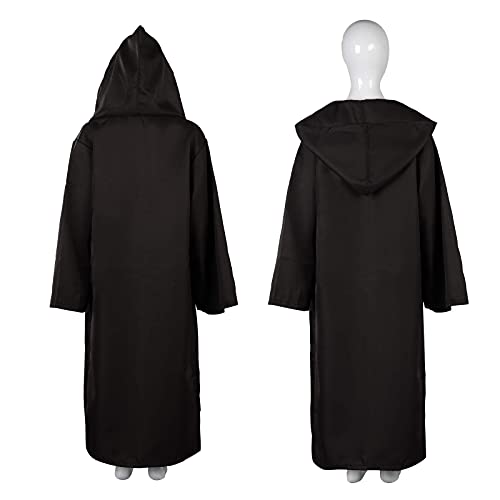 Kids Children Tunic Hooded Robe Cloak Knight Gothic Fancy Dress Halloween Masquerade Cosplay Costume Cape (S, Kids Black) #TOP1
