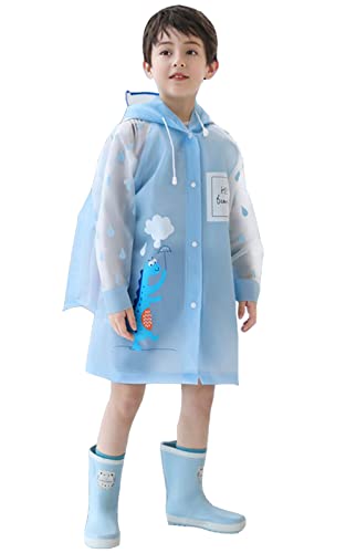 Regenponcho Regencape Kinder mit Schulranzen Wasserdicht für Jungen für Mädchen mit Ärmel mit Reflektoren Mehrweg Blau 2XL Cover