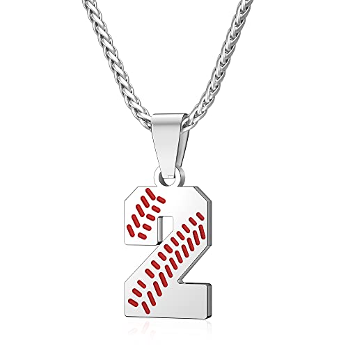 Wikavanli Personalized Baseball Necklaces Jersey Number 00-99 Necklace Stainless Steel Baseball Chain Pendant Necklace Baseball Team Jewelry Gift for Boys Girls Men Women (2)