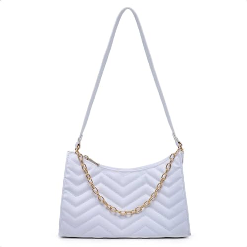 Bolsa Feminina Transversal de Lado Alça Blogueirinha Baguete em V (Branco)