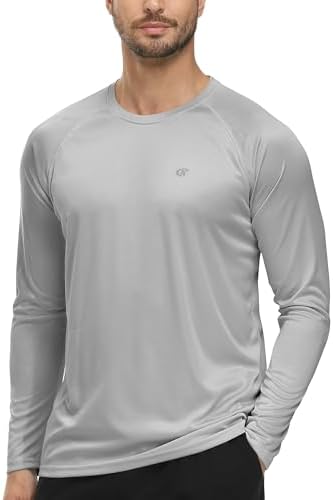 Tyhengta UV Shirt Herren Langarm UPF 50+ UV Schutz Shirt Atmungsaktiv Schnelltrocknend Rashguard Herren Schwimmshirt Leichtes Sonnenschutz Langarmshirt für Surfen Angeln Wandern Ou