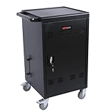 LOONGYOON 30 Devices Mobile Charging Cart and Cabinet, Laptop Storage Cart, Lockable Charging Station, Cables are Easy to Manage, Up to 16.3' Screen for Tablets Laptops, Laptop, and Chromebook, Black