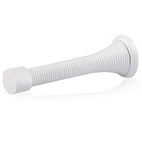 Image of HOMOTEK 30 Pack Spring Door Stops,3-1 /8 inch Heavy Duty Door Stop - Flexible Spring Door Stopper with Low Mounted White Rubber Bumper Tips, White