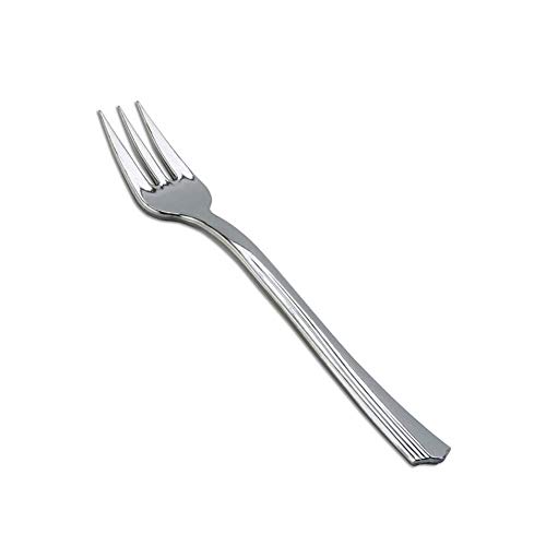 200 Mini Plastic Tasting Forks For Appetizer - 4.2” Inches Reflection Stainless Steel Finished Silver Perfect Desserts Cocktail Cake Fruit Wedding Party Petite Premium Three Prong Disposable Fork #TOP1
