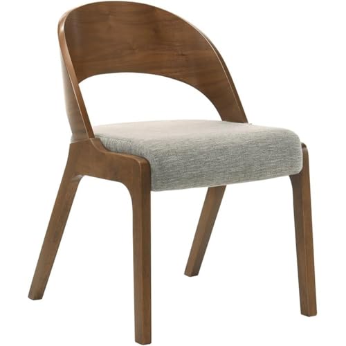 Meridian Furniture 868Grey-C Woodson Collection Mid-Century Modern Dining Chair, Soft Grey Linen Textured Polyester Fabric, Walnut Veneer, Wood Legs, 19.88" W x 23.03" D x 30.20" H, Grey, Set of 2 by Meridian Furniture - Image 7