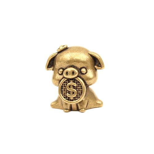 Figura Miniatura Cerdito de Dinero Zodiacal en Latón