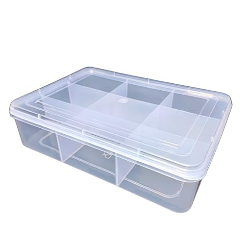 Image of AANIJ Multipurpose Plastic Storage Box Organizer with Fix Dividers 9 Grids Pack of 2 Transparent for Multi Use at Home, Office, Shop Size 31 X 22 X 7.5 cm