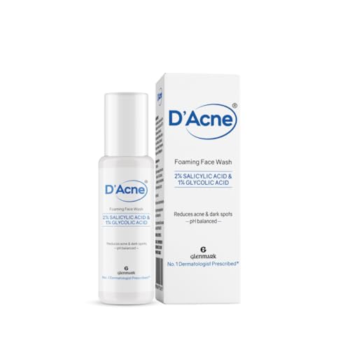 D'Acne Foaming Face Wash | 2% Salicylic Acid And 1% Glycolic Acid | Visibly Reduces Acne in 10 Days | Deep cleanses pores | Prevents breakout | Suitable For Oily & Acne-Prone Skin| 60ML