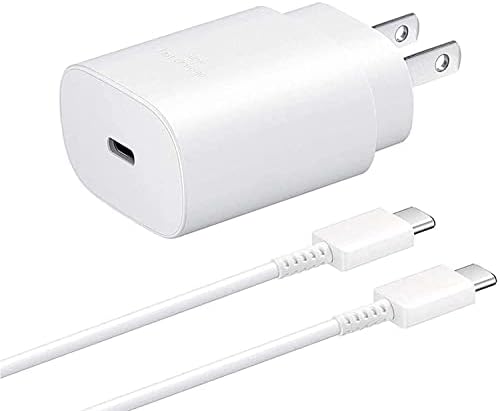 Samsung USB-C Super Fast Charging Wall Charger-25W PD Charger Adapter with Type-C Cable(5ft) for Samsung Galaxy S22/S22 Ultra/S22+/S21/S21+/S21 Ultra/S20/S20+/S20 Ultra/Note 20 Ultra（White）