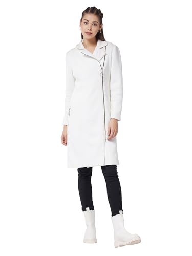 Image of Miss Chase Women's Polyester Knee Length V-Neck Full Sleeve Solid Jacket