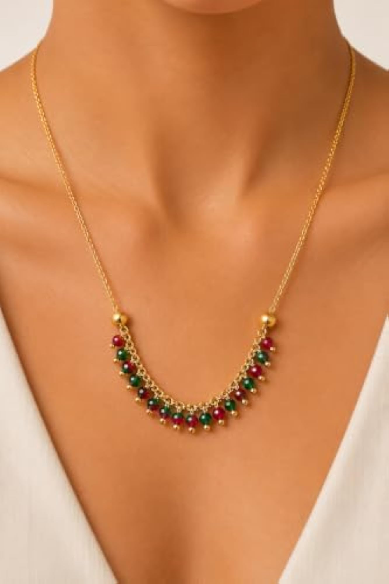 Ruby Emerald Charm Mangalsutra