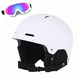 Skihelm mit Skibrille, Snowboardhelm für Erwachsene – mit 8 Belüftungsöffnungen, Polycarbonat-Außenschale und EPS-Schaumstoffpolsterung, Herren, Damen und Jugendliche(B White,M(55-58CM))