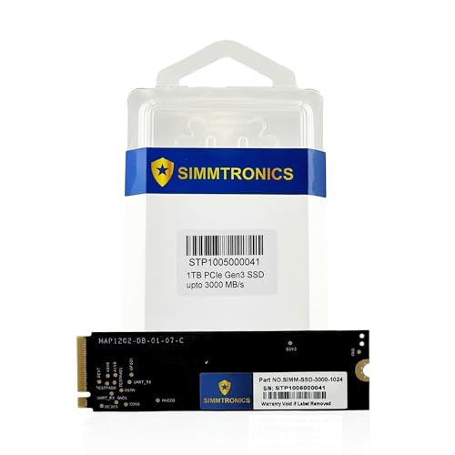 Simmtronics SSD PCIe 3.0 NVMe M.2 de 1 TB | Hasta 3500/3000MB/s de lectura/escritura | Memoria caché DRAM y 3D TLC NAND | Unidad interna de estado sólido | Compatible con portátiles y computadoras de