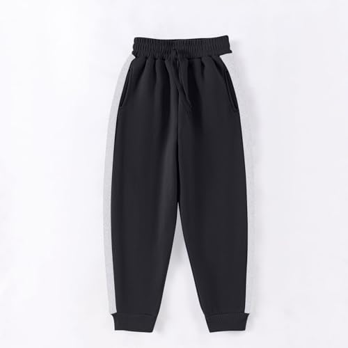 hlysgo Wide Leg Sweatpants Boys Fleece Lined Joggers Athletic Color Block Pull On Pants with Pockets for Teen Fall Clothes3