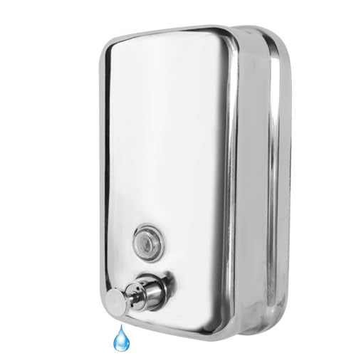 Image of Heavy Duty Soap Dispenser Wall Mount Stainless Steel Soap Dispenser Manual Liquid Pump Rust-Proof Leak Free Pump for Commercial & Home Kitchen Bathroom (34 fl.oz. /1000ml)