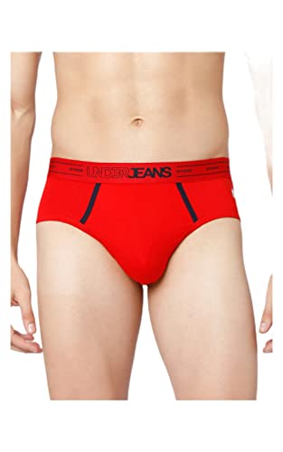 Image of Underjeans Men's Cotton Blend Briefs (Pack of 2) (UJNPBS017E2NAVYRED)