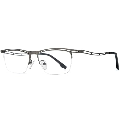 Image of FONEX Colorful Pure Titanium Glasses Frame Men Semi Rimless Square Eyeglasses Eyewear
