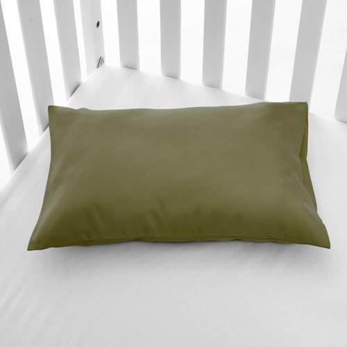 Image of EXQ Home Toddler Pillowcases 13x18 Travel Pillow Case Set of 2, Small Pillow Case Fits Baby Pillow Sized 12x16, 13x18, Kids Pillowcases 2 Pack Machine Washable with Envelope Closure(Olive Green)
