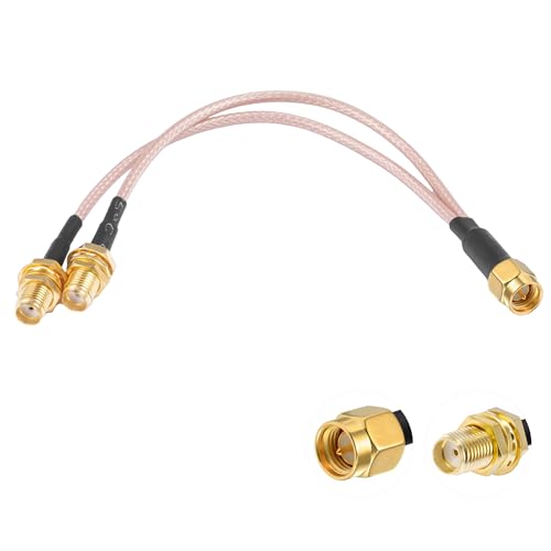 Vecys SMA Splitter Cable SMA Male to Dual Female Connector Coaxial Cable 3 Way Splitter V-Type RG316 6/15CM for 2G 3G 4G LTE Antenna Router Gateway Modem MiFi Mobile Hotspot