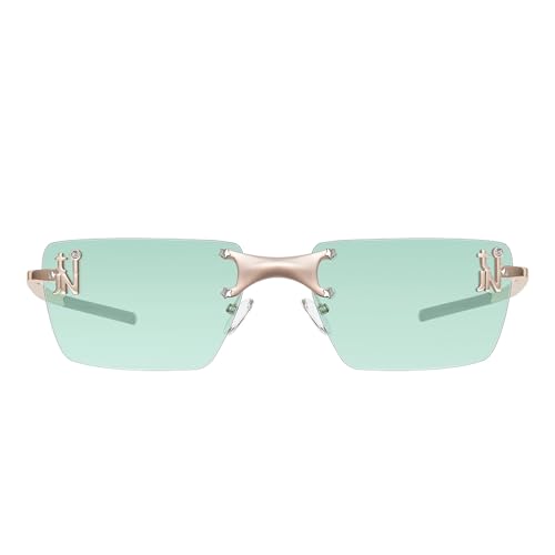 TIJN Rimless Rectangle Sunglasses Women, Retro Y2K Frameless UV400 Eyewear - image 1